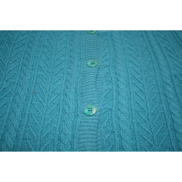VTG Pendleton Wool Cable Knit Cardigan Womens S Teal Heritage Classic Layering - Picture 3 of 7